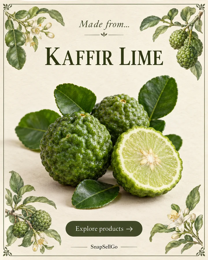 Kaffir lime botanical card